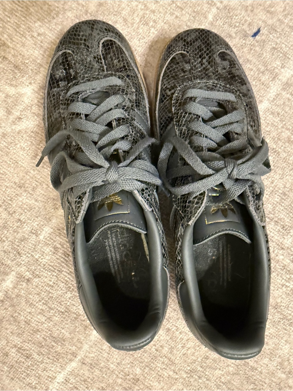 adidas Black Snake-Texture Low-Top Sneakers